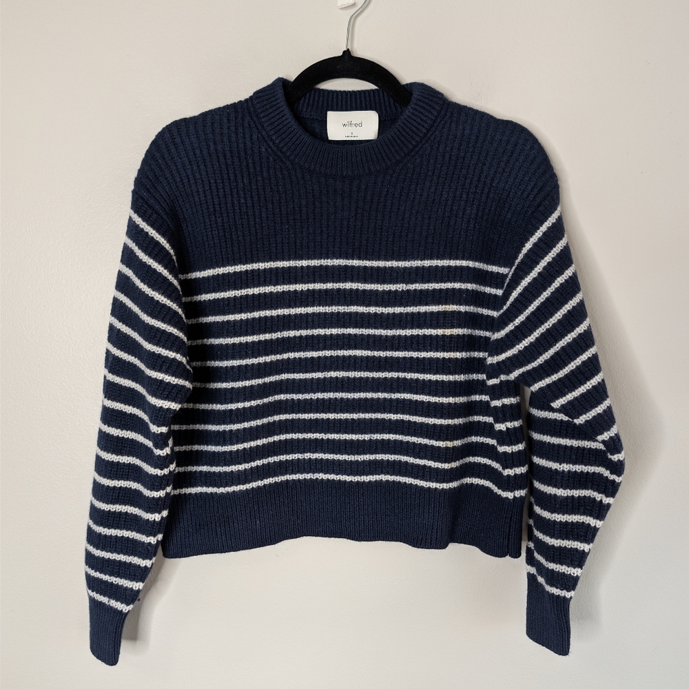 Wilfred Navy and White Striped Sweater